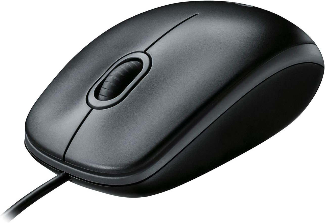 Logitech B100 Optical USB Mouse, 1000 DPI, 3 Buttons, Scroll Wheel, USB-A, Black - 910-001439