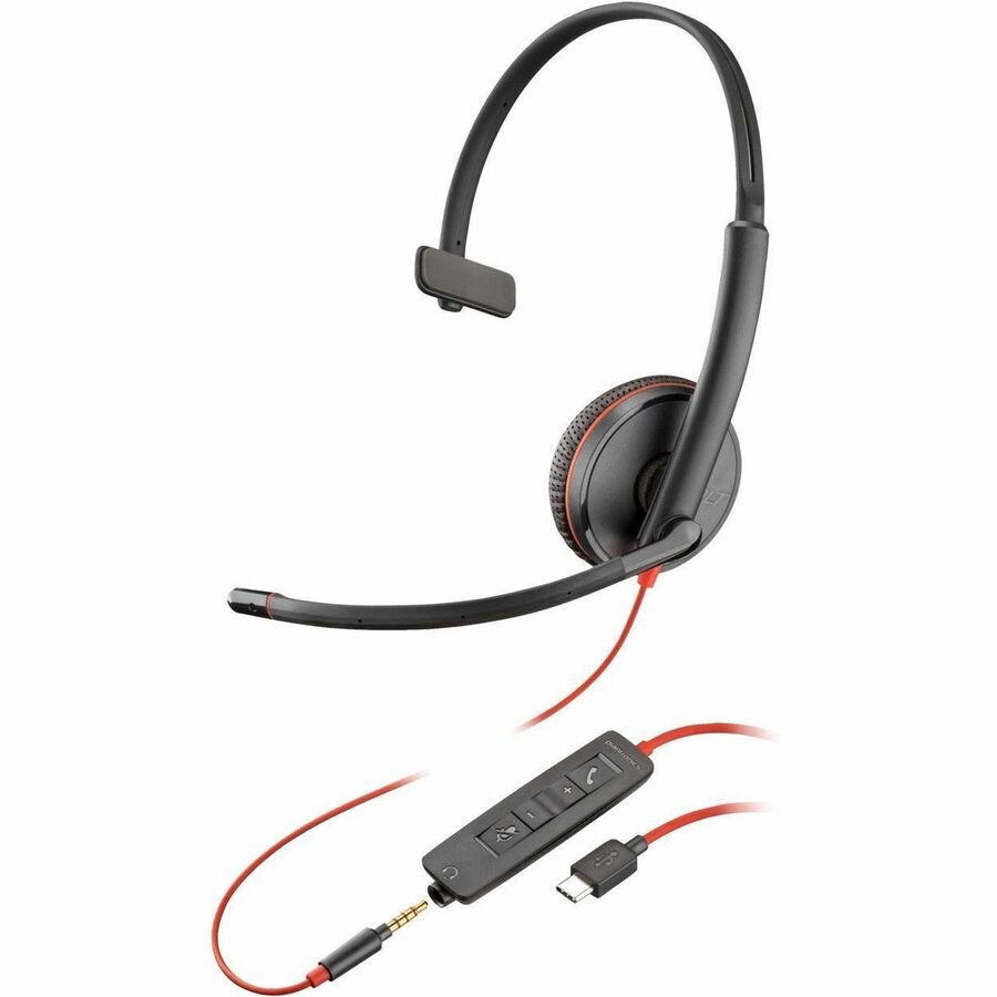 HP Poly Blackwire C3215 Monaural Headset + Carry Case TAA, Noise Cancellation - 8M3X9A6#ABA