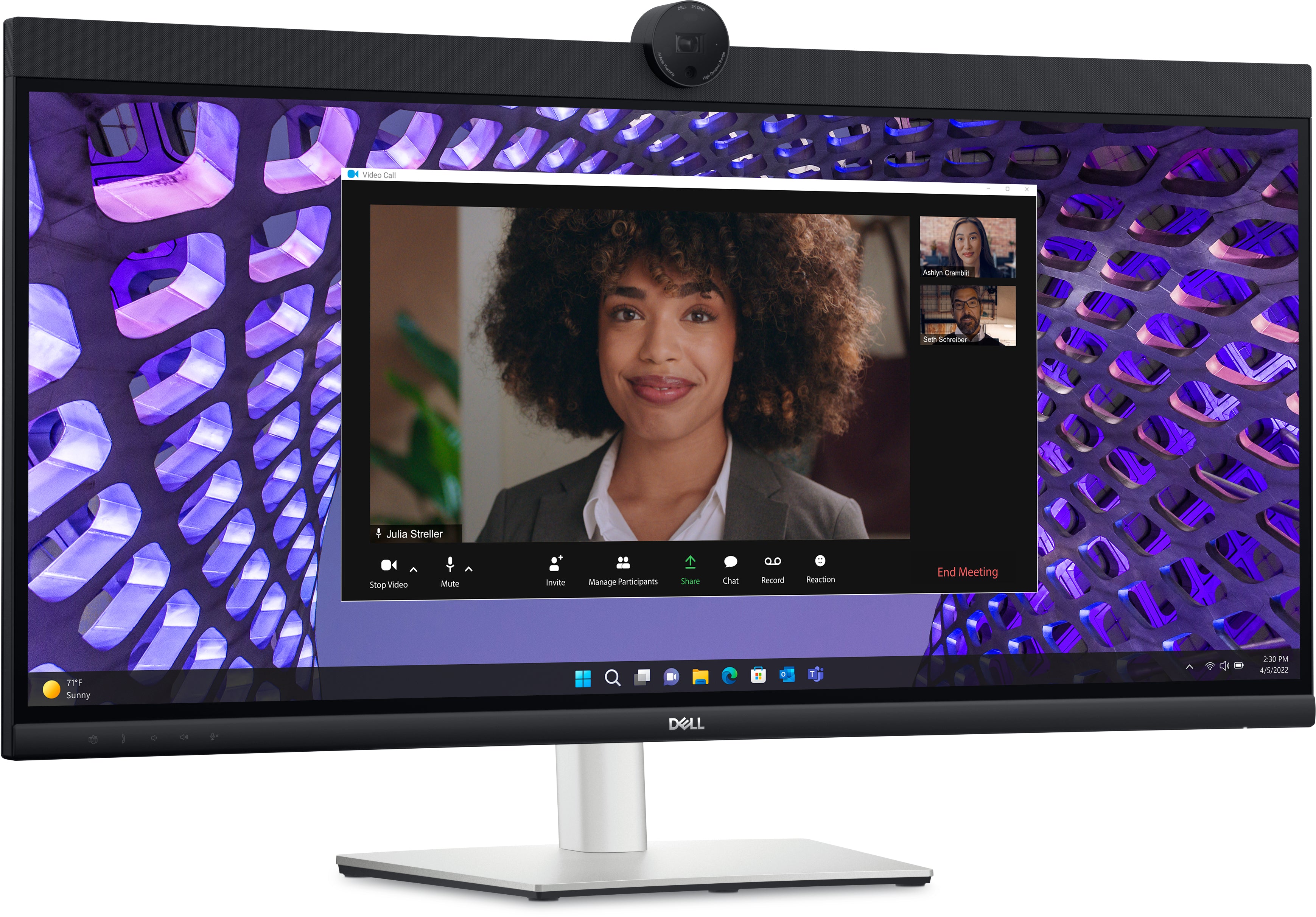 Dell 34" WQHD Curved Video Conferencing Monitor, 21:09, 5MS, 1000:1-Contrast - DELL-P3424WEB (Refurbished)