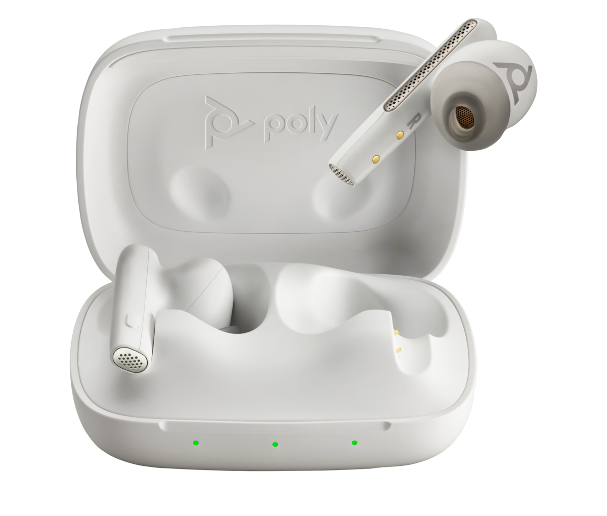 HP Poly Voyager Free 60 UC Earbuds with Basic Charge, Bluetooth, USB-C Adapter, White Sand - 7Y8L4AA