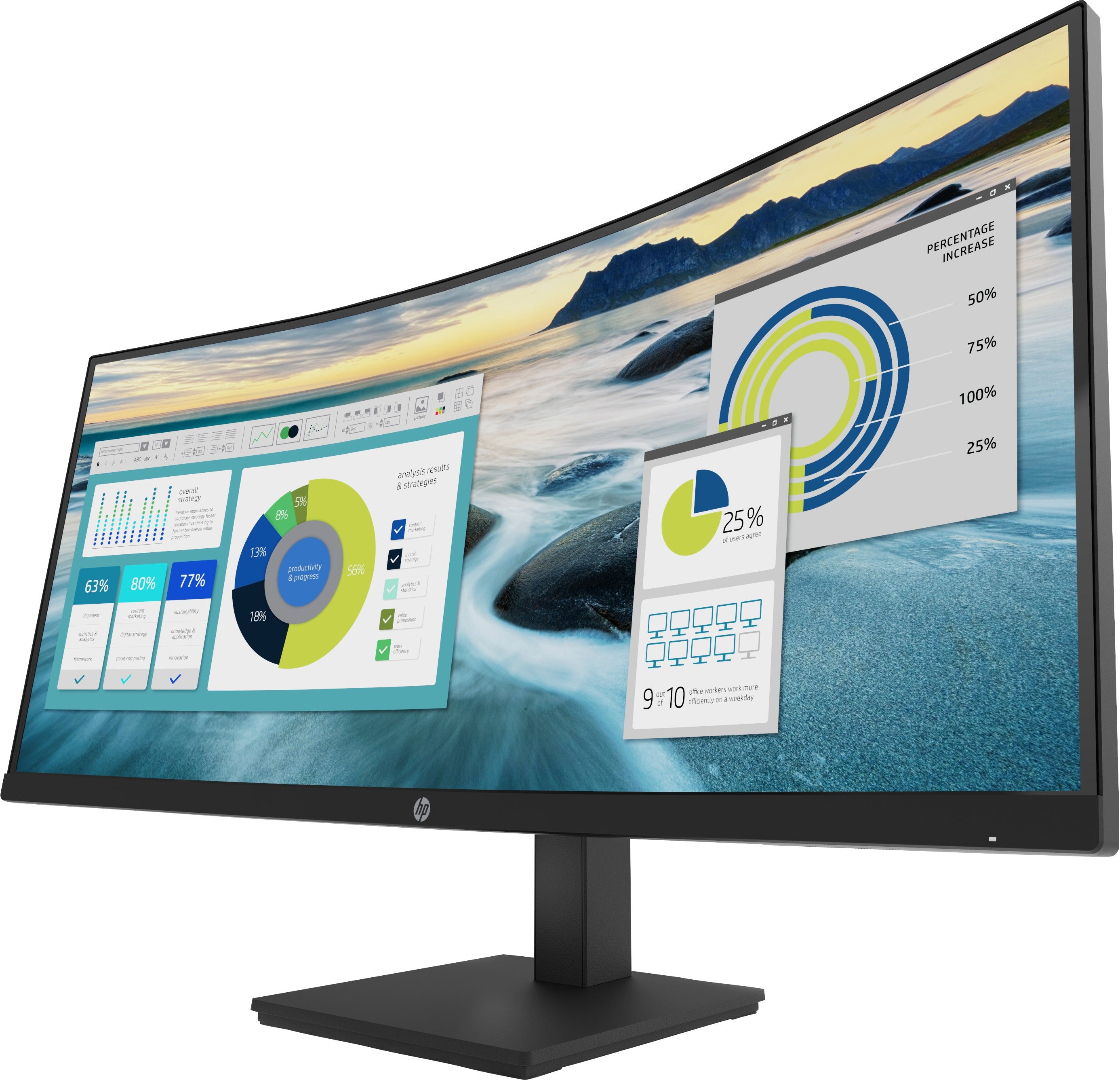 HP P34hc G4 34" WQHD USB-C Curved Monitor, 21:9, 5MS, 5M:1-Contrast - 21Y56AA#ABA (Certified Refurbished)