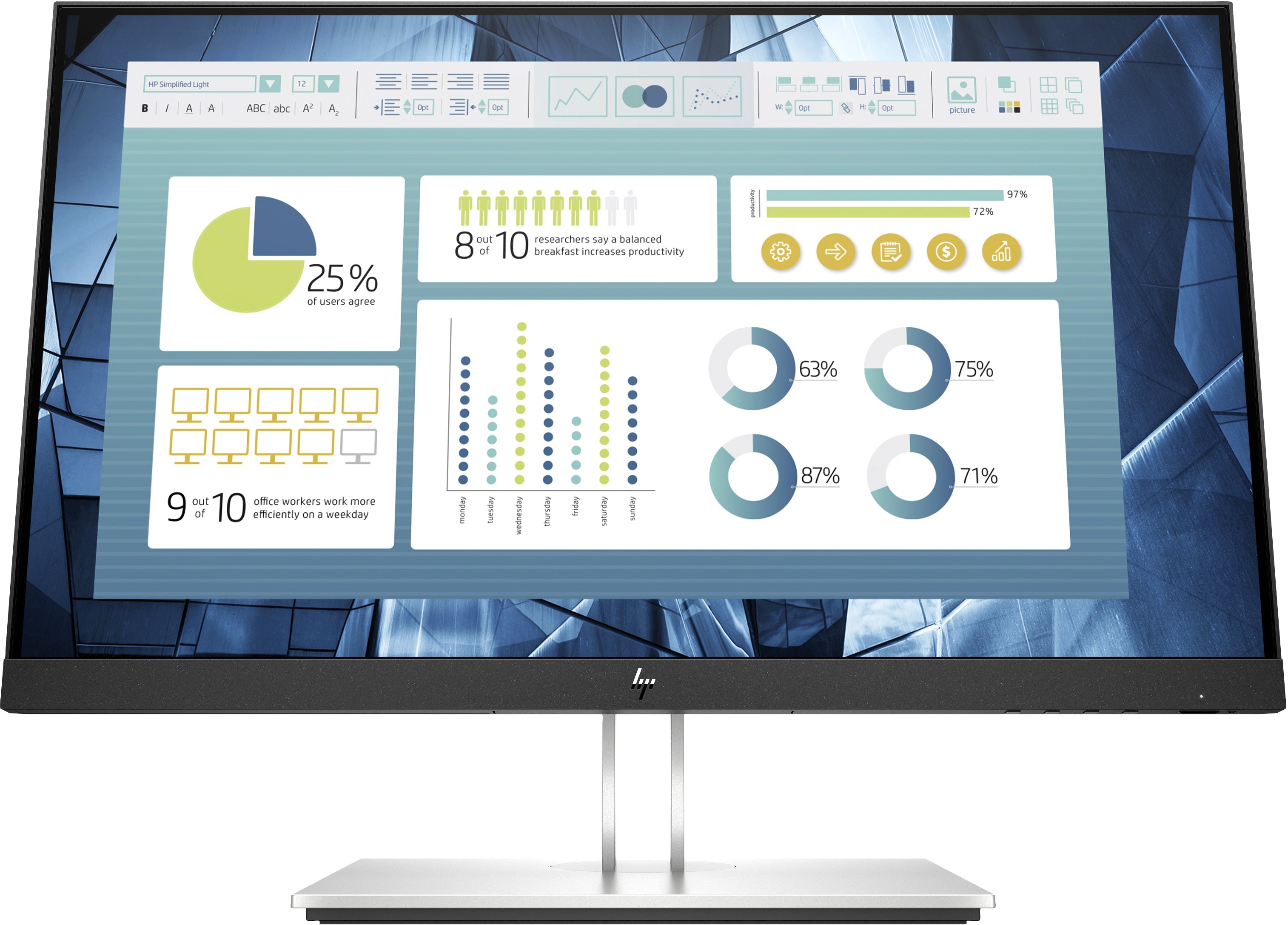 HP E22 G4 21.5" FHD LCD Monitor, 16:9, 5ms, 1000:1-Contrast - 9VH72AA#ABA (Certified Refurbished)