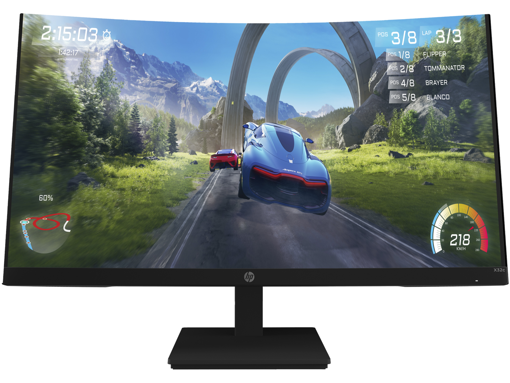 HP X32c 31.5" FHD Curved Gaming Monitor, 16:9, 1MS, 3K:1-Contrast - 33K29AA#ABA