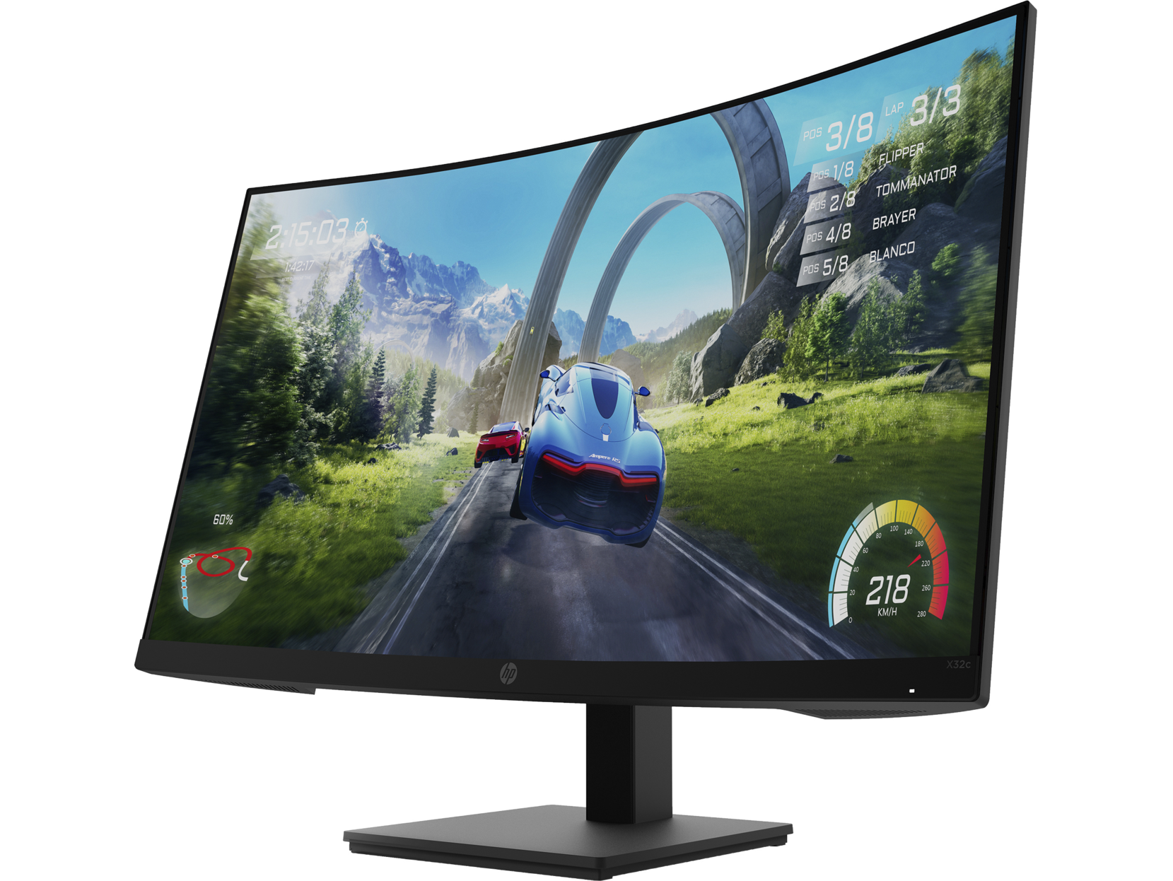 HP X32c 31.5" FHD Curved Gaming Monitor, 16:9, 1MS, 3K:1-Contrast - 33K29AA#ABA