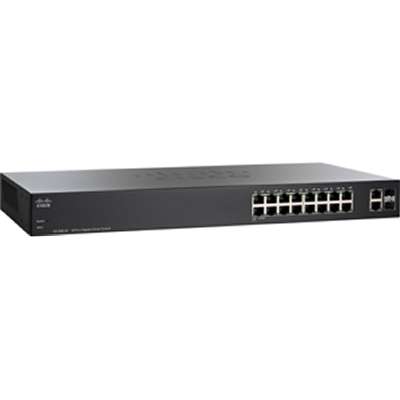 Cisco SG200-18 18-Port Gigabit Smart Managed Switch, 16 RJ-45 + 2 Combo Gigabit SFP Ports - SLM2016T-NA (Certified Refurbished)