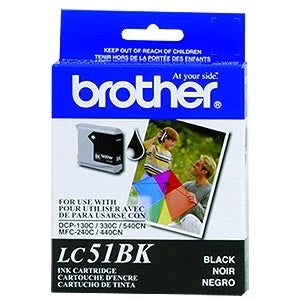 Brother Genuine Standard-Yield Black Ink Cartridge, 500 Pages - LC51BK