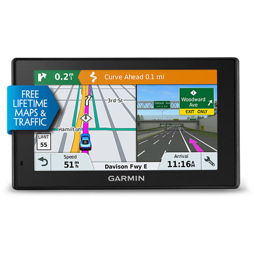 Garmin DriveSmart 51 LMT-S Automobile Portable GPS Navigator, 5" Touchscreen Color Display, Mountable, Black - 010-01680-02