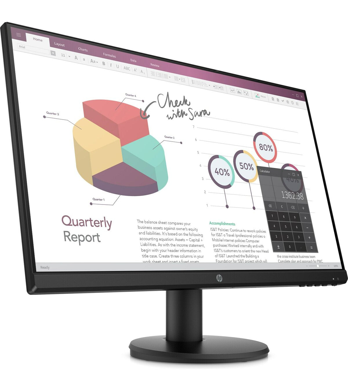 HP P24v G4 23.8" FHD LED Monitor, 16:9, 5ms, 1000:1-Contrast - 9TT78A6#ABA