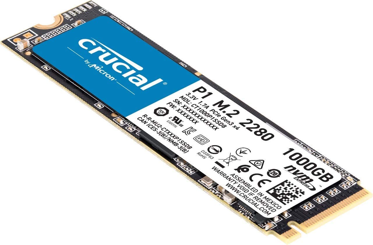 Crucial P1 M.2 Internal 1TB Solid State Drive, 3D NAND NVMe PCIe SSD - CT1000P1SSD8