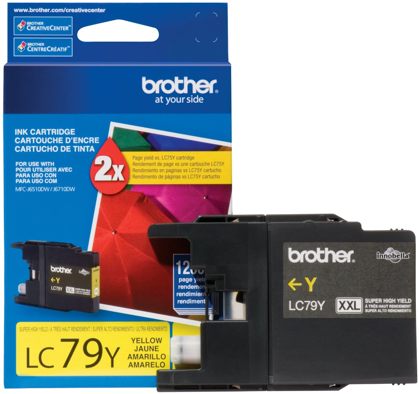 Brother Genuine Super High Yield (XXL) Yellow Ink Cartridge, 1200 Pages - LC79Y