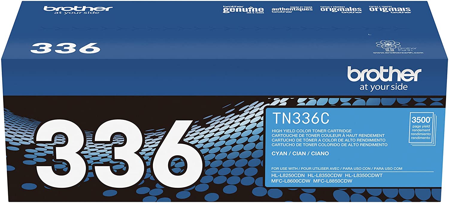 Brother Genuine High-Yield Cyan Toner Cartridge, 3500 Pages - TN336C