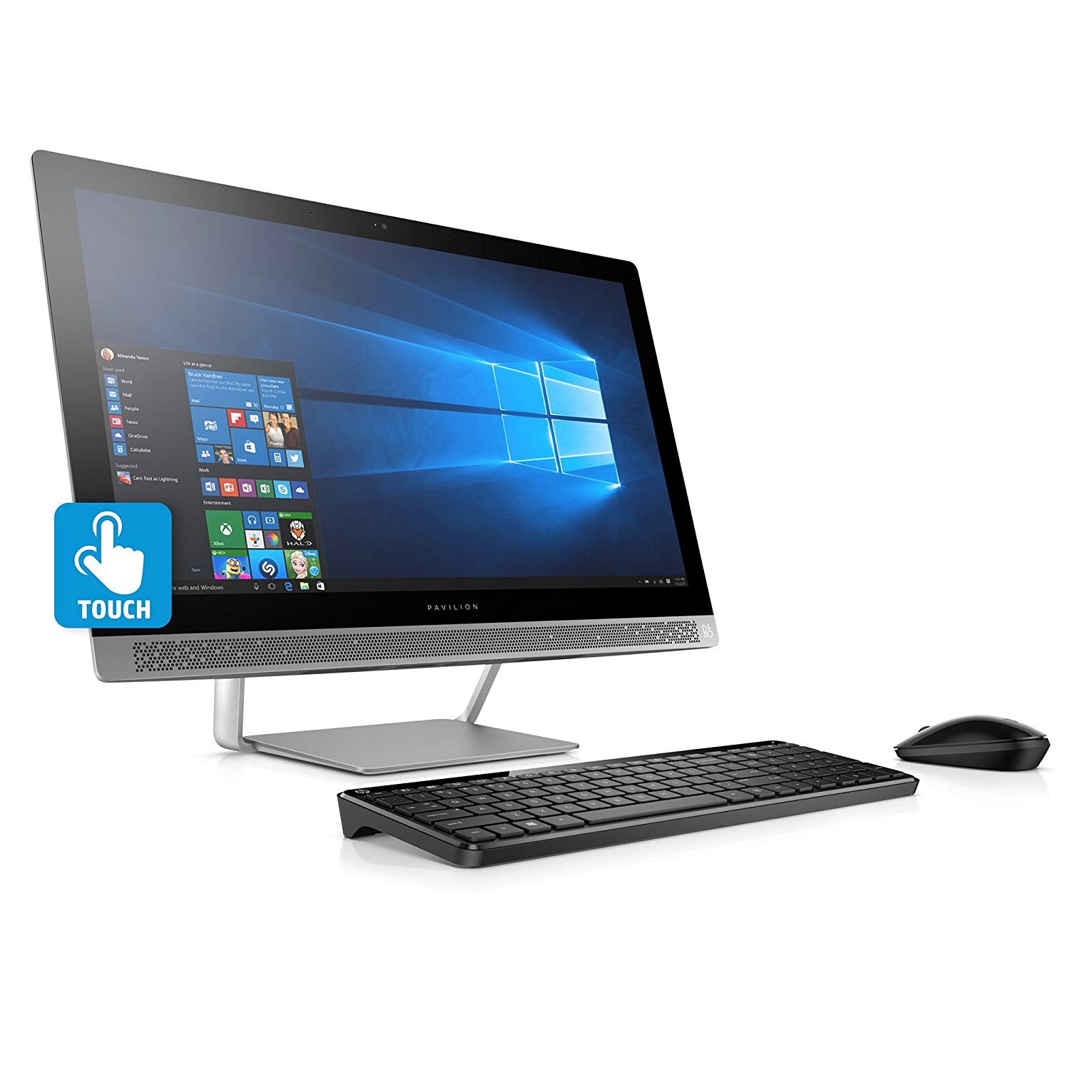 HP Pavilion 24-b010 23.8" Full HD All-in-One (Touchscreen) PC, AMD:A9-9410, 2.90GHz, 8GB RAM, 1TB HDD, Windows 10 Home 64-bit- V8P37AA#ABA (Certified Refurbished)