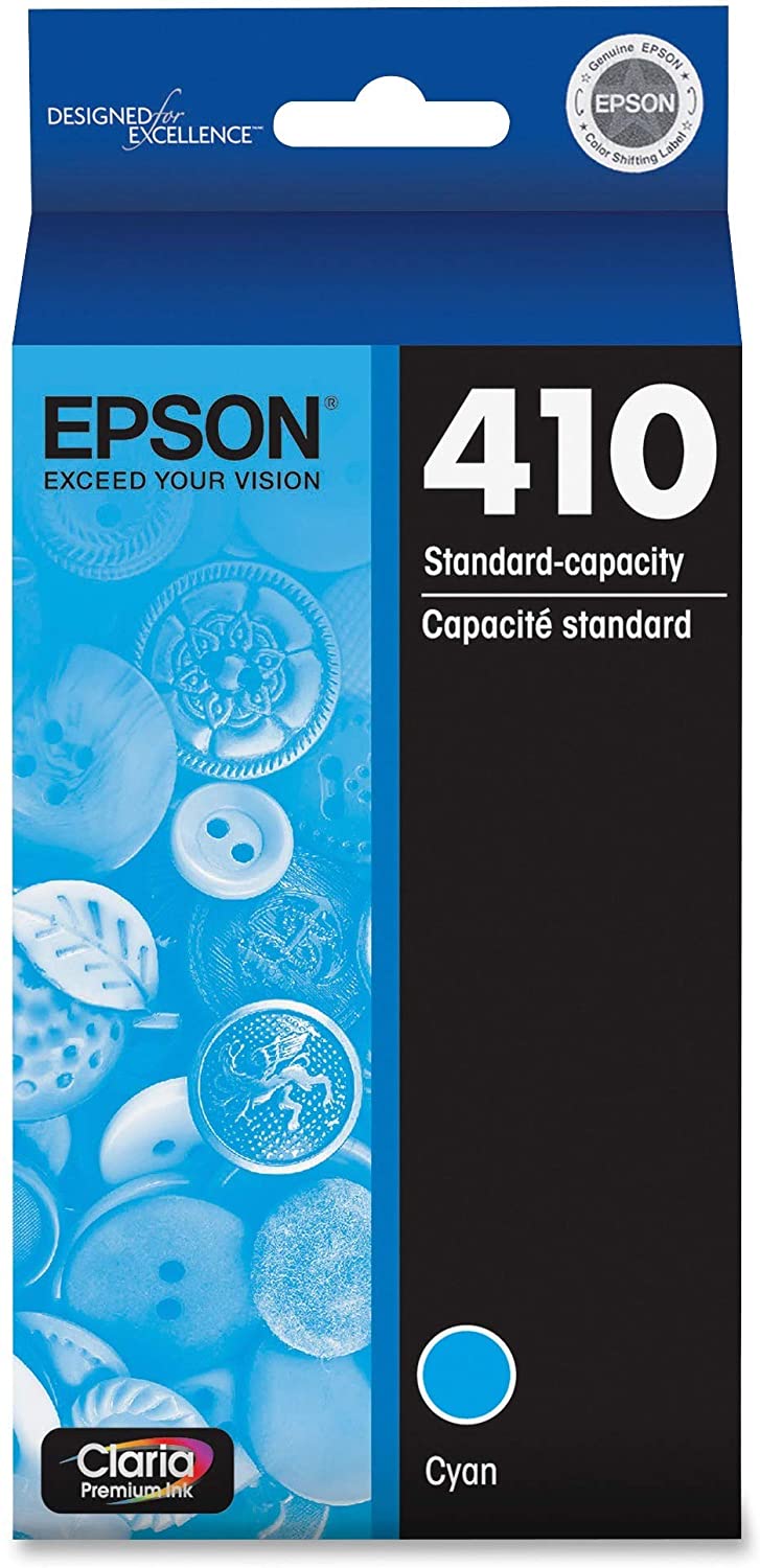 Epson 410 Claria Premium Standard Capacity Cyan Ink Cartridge, 300 Pages - T410220-S