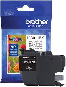 Brother Genuine Standard-Yield Black Ink Cartridge, 200 Pages - LC3011BK