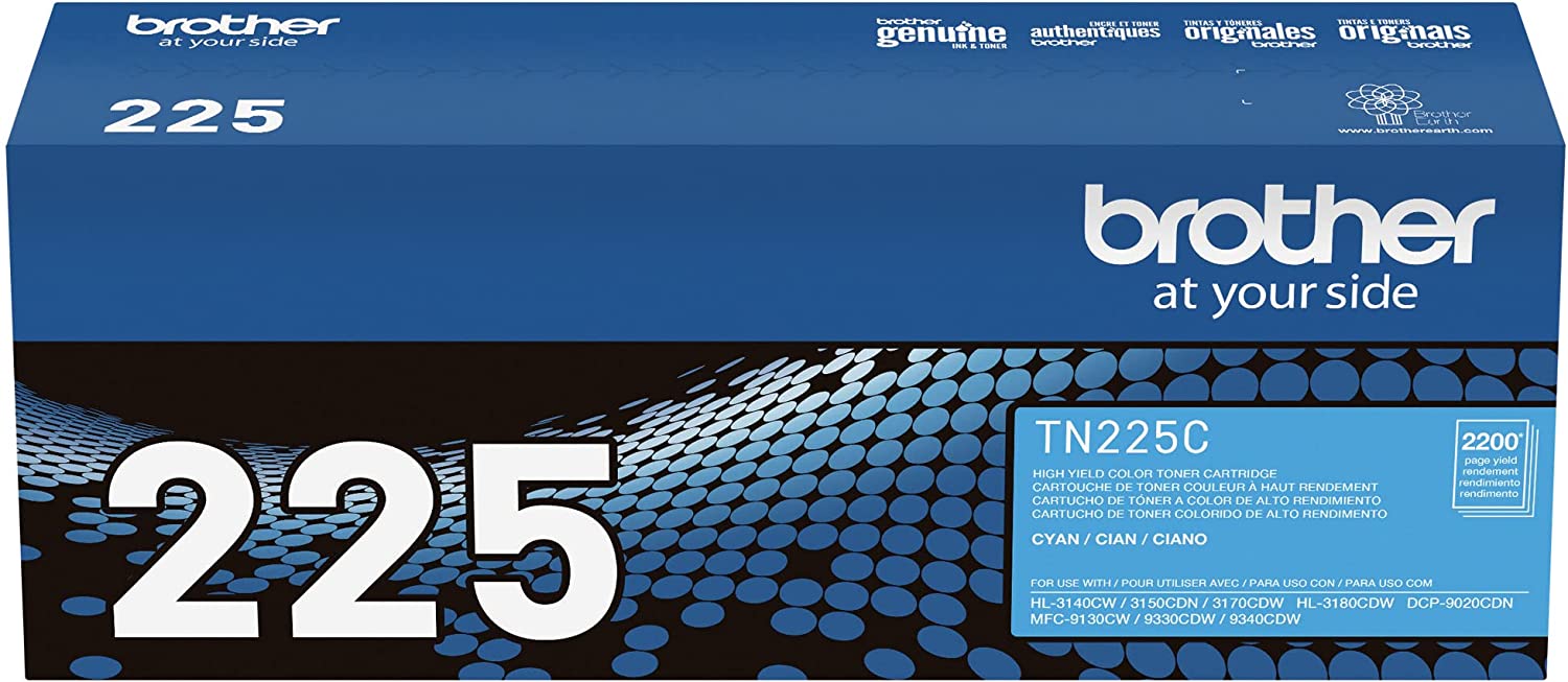 Brother Genuine High-yield Cyan Toner Cartridge, 2200 Pages - TN225C