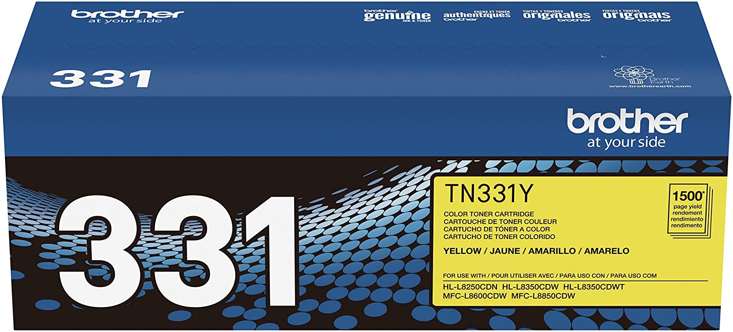 Brother Genuine Standard-yield Yellow Toner Cartridge, 1500 Pages - TN331Y