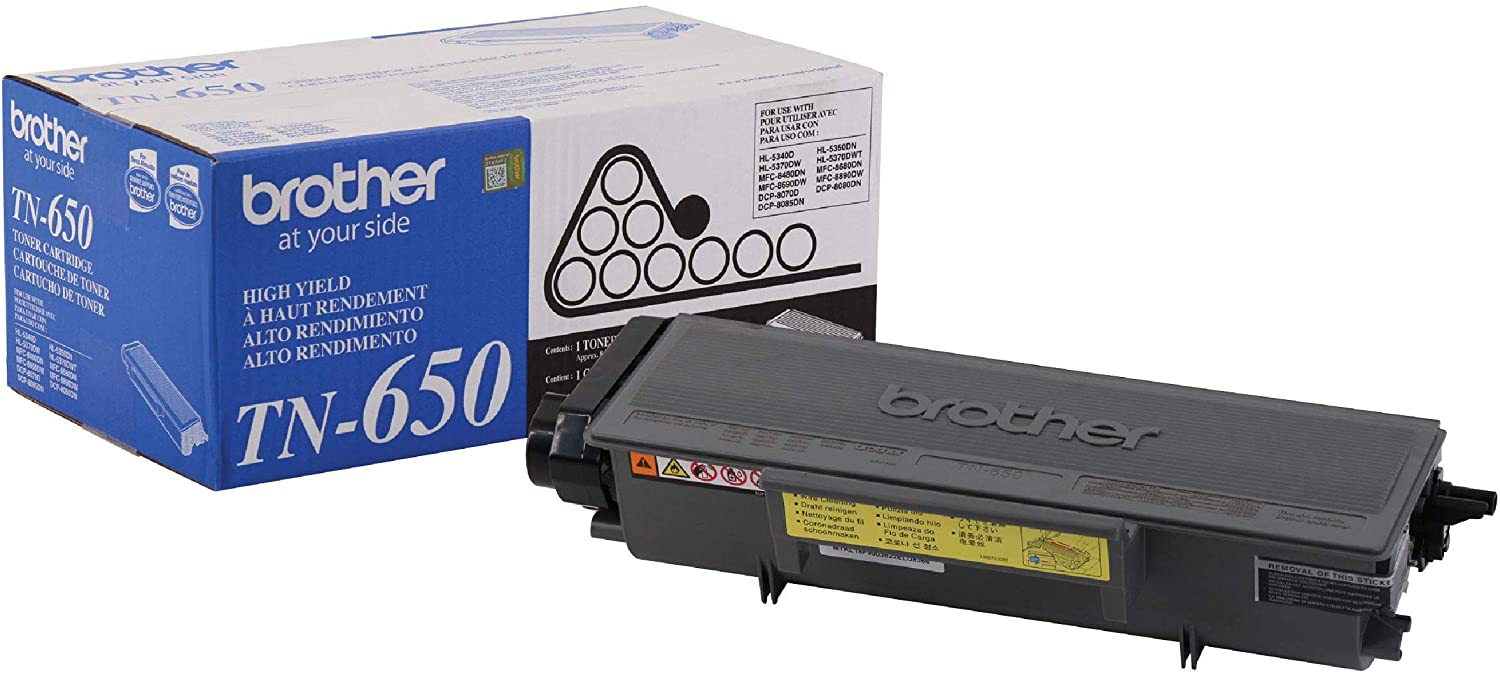 Brother Genuine High-Yield Black Toner Cartridge, 8000 Pages - TN650