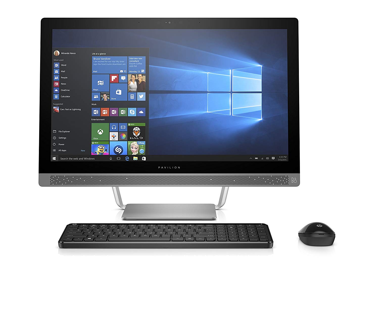 HP Pavilion 24-b010 23.8" Full HD All-in-One (Touchscreen) PC, AMD:A9-9410, 2.90GHz, 8GB RAM, 1TB HDD, Windows 10 Home 64-bit- V8P37AA#ABA (Certified Refurbished)
