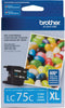 Brother Genuine High Yield Cyan Ink Cartridge, 600 Pages - LC75C