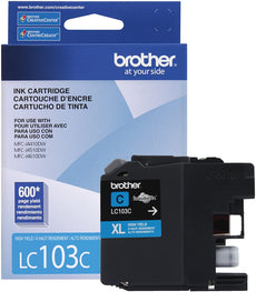 Brother Genuine High-Yield Cyan Ink Cartridge, 600 Pages - LC103C