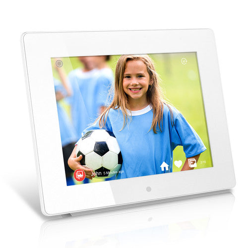 Aluratek 8" IPS LCD Digital Photo Frame, Touchscreen, 8GB Built-in Memory, White- AWDMPF8BB