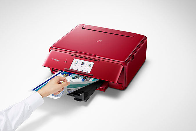 Canon PIXMA TS8120 Wireless Inkjet All-In-One Printer, Color Printer, Bluetooth, USB & Wi-Fi Connectivity, Red - 2230C042