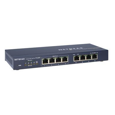 Netgear ProSafe FS108 8-Port Fast Ethernet Switch with 4 PoE Ports, Desktop/Wall-mountable - FS108PNA
