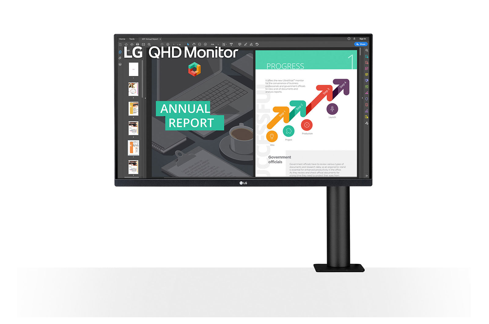 LG Ergo 27" QHD LCD Monitor with Ergonomic Stand, 16:9, 5ms, 1K:1-Contrast - 27BN88Q-B