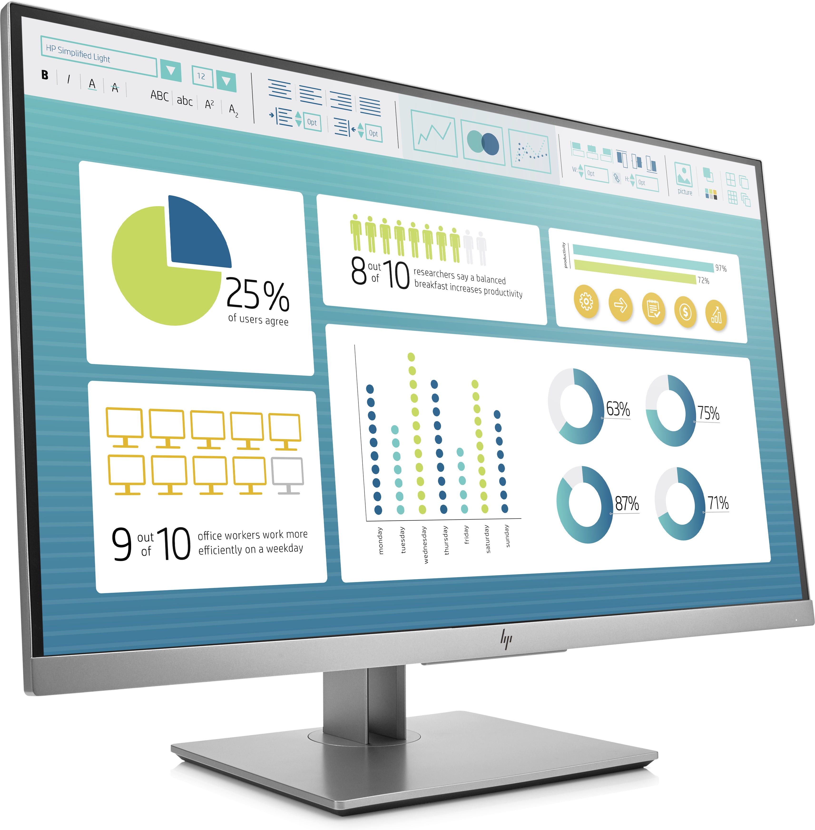 HP EliteDisplay E273 27" Full HD LED LCD Monitor, 16:9, 5MS, 5M:1-Contrast - 1FH50A8#ABA