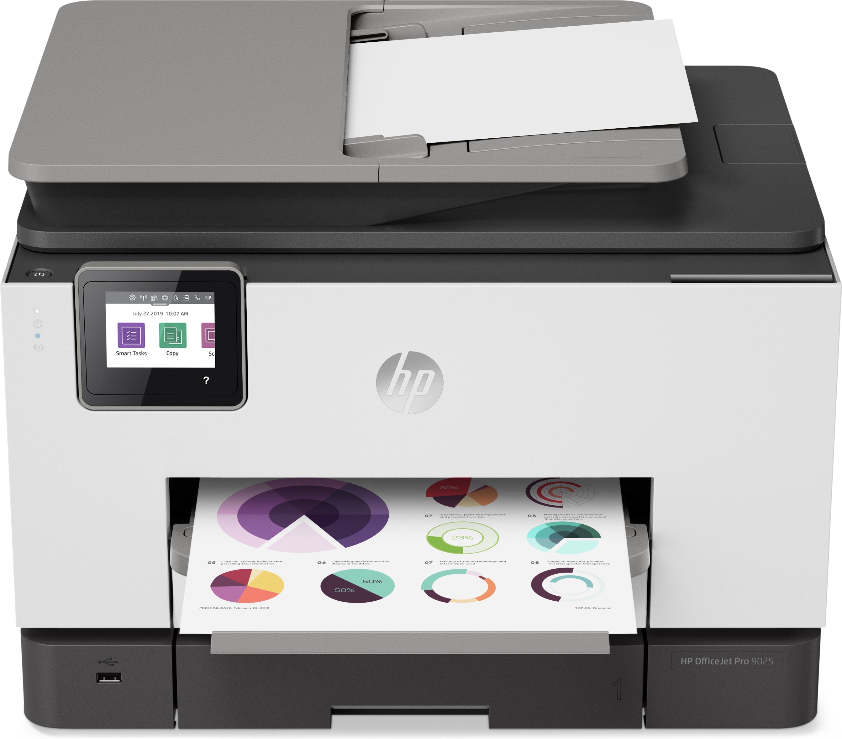 HP OfficeJet Pro 9025 All-in-One Color Inkjet Printer, 24 ppm Black, 20 ppm Color, 4800 x 1200 dpi, 512 MB Memory, WiFi, Ethernet, USB 2.0, Duplex Printing - 1MR66A#B1H