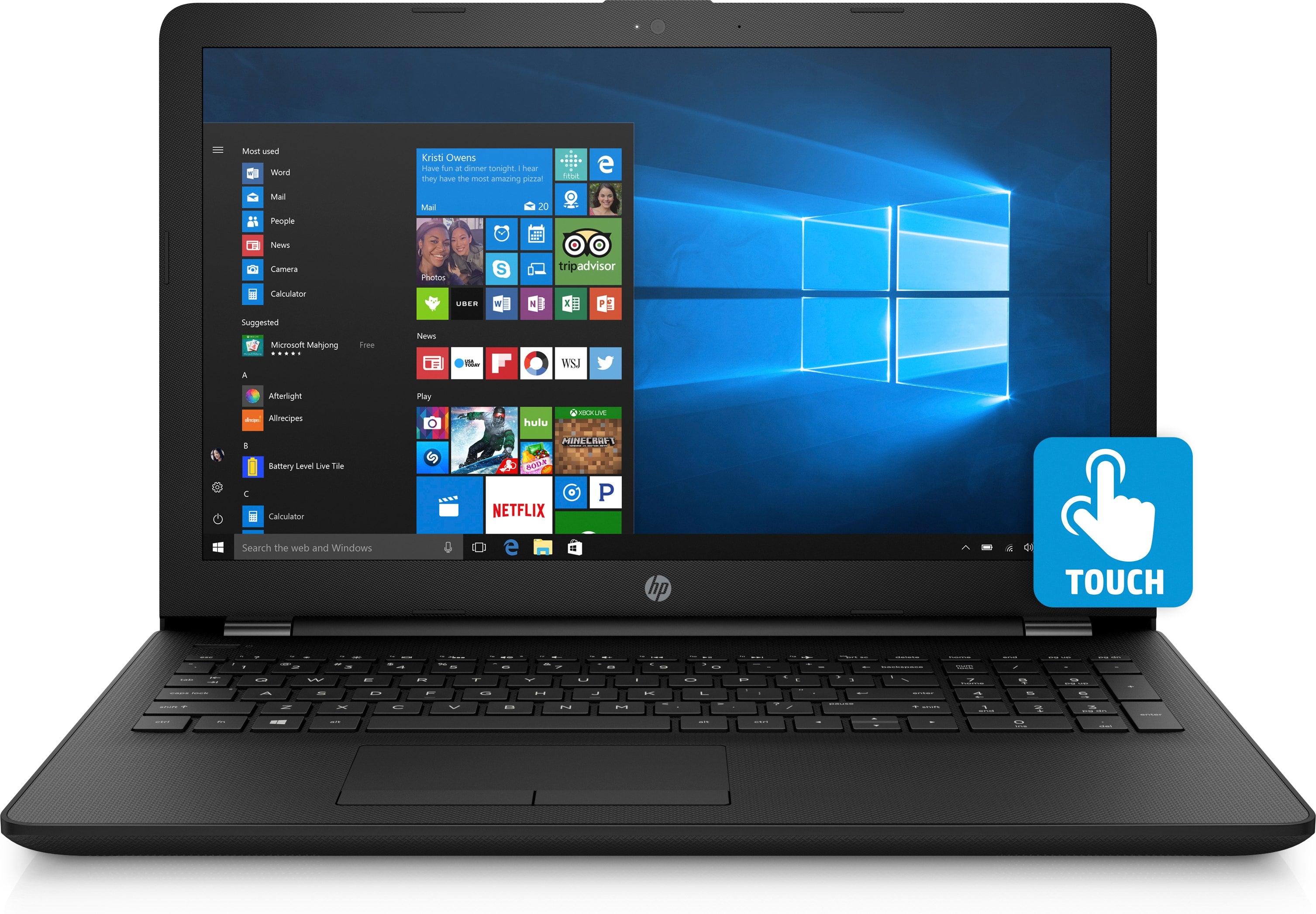 HP 15-bs045nr Laptop 15.6" HD (Touchscreen) Notebook, Intel Core i7-7500U, 2.70GHz 8GB RAM 1TB SATA Windows 10 Home 64-Bit- 2PE20UA#ABA