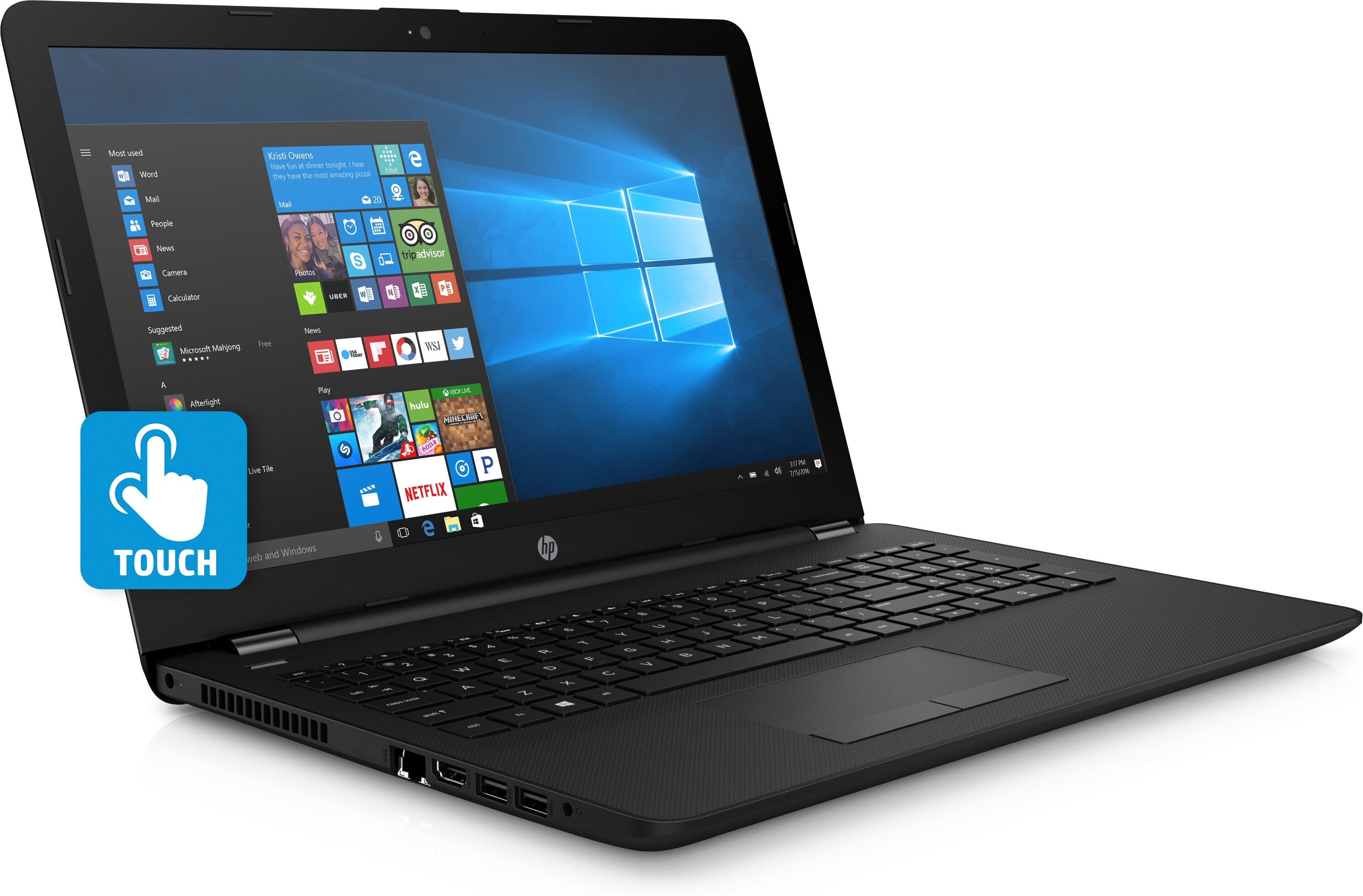 HP 15-bs045nr Laptop 15.6" HD (Touchscreen) Notebook, Intel Core i7-7500U, 2.70GHz 8GB RAM 1TB SATA Windows 10 Home 64-Bit- 2PE20UA#ABA