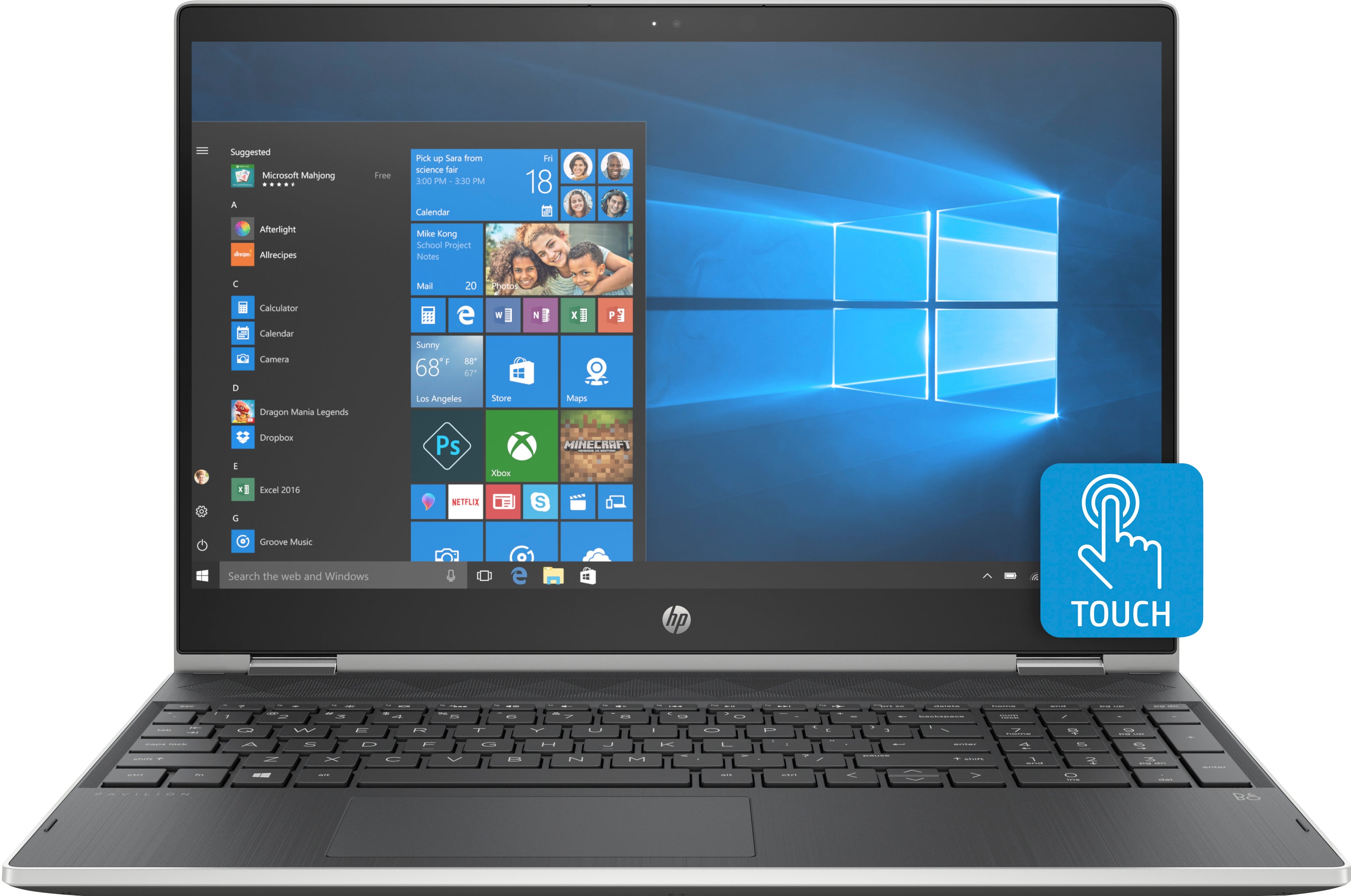 HP Pavilion x360 15-cr0052od 15.6" FHD (Touchscreen) Convertible Notebook, Intel Core i7-8550U, 1.80GHz, 8 GB RAM, 256 GB SSD, Windows 10 Home 64-Bit, Silver - 4CD97UA#ABA (Refurbished)