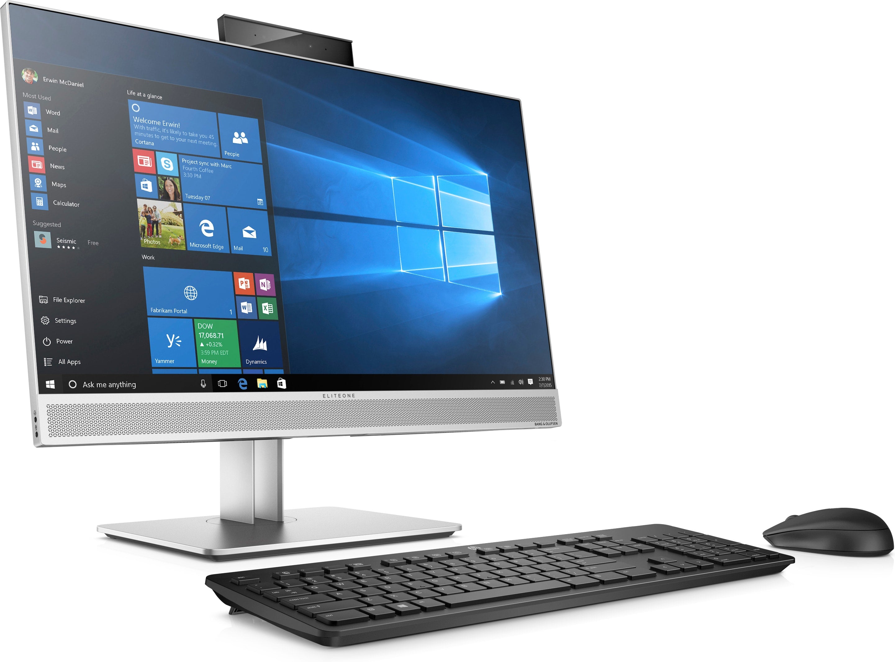 HP EliteOne 800 G4 23.8" Full HD (Touchscreen) All-in-One Desktop PC, Intel Core i7-8700, 3.20GHz, 8GB RAM, 1TB HDD, Windows 10 Pro 64-Bit - 4HY60UT#ABA