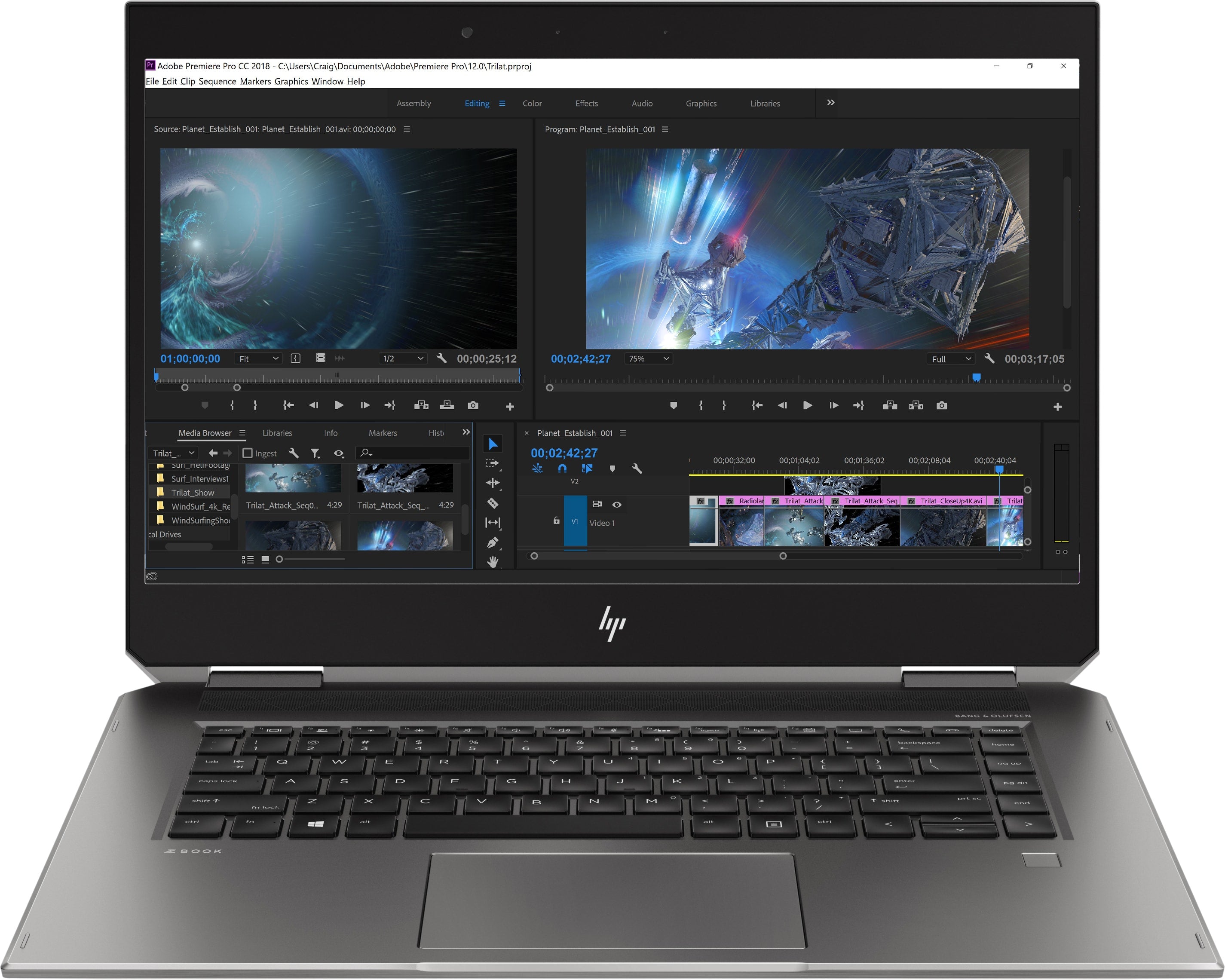 HP ZBook Studio x360 G5 Convertible Mobile Workstation, 15.6" Full HD (Touchscreen) Display, Intel Core i5, 2.30GHz, 8GB RAM, 256GB SSD, Windows 10 Pro 64-Bit- 4NL02UT#ABA