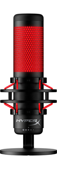 HP HyperX QuadCast USB Microphone, Red Lighting, 3.5mm, Bidirectional, Black-Red - 4P5P6AA