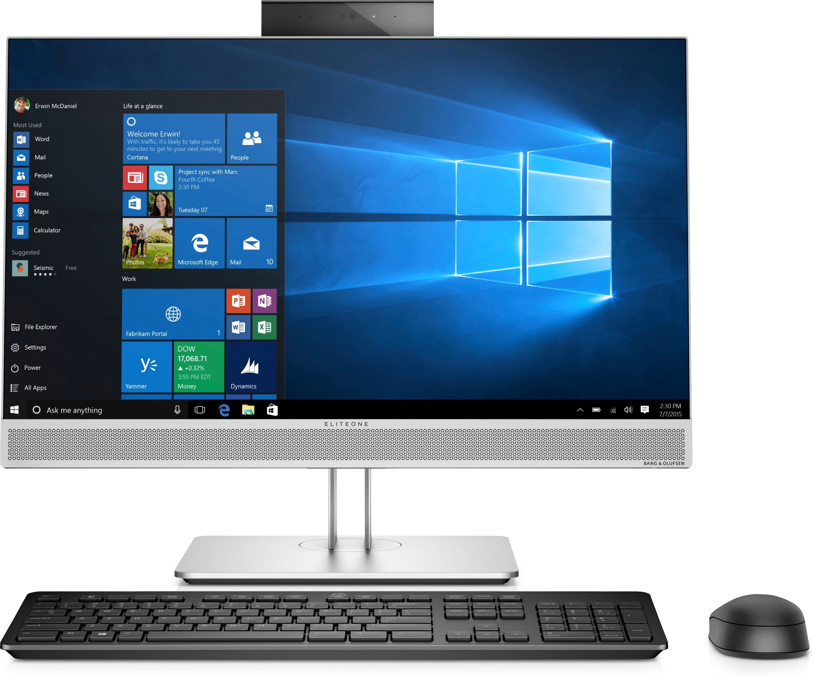 HP EliteOne 800 G4 23.8" Full HD (Non-Touch) All-in-One Business PC, Intel Core i5-8600, 3.10GHz, 8GB RAM, 256 GB SSD, Windows 10 Pro 64-Bit - 7CQ16U8#ABA