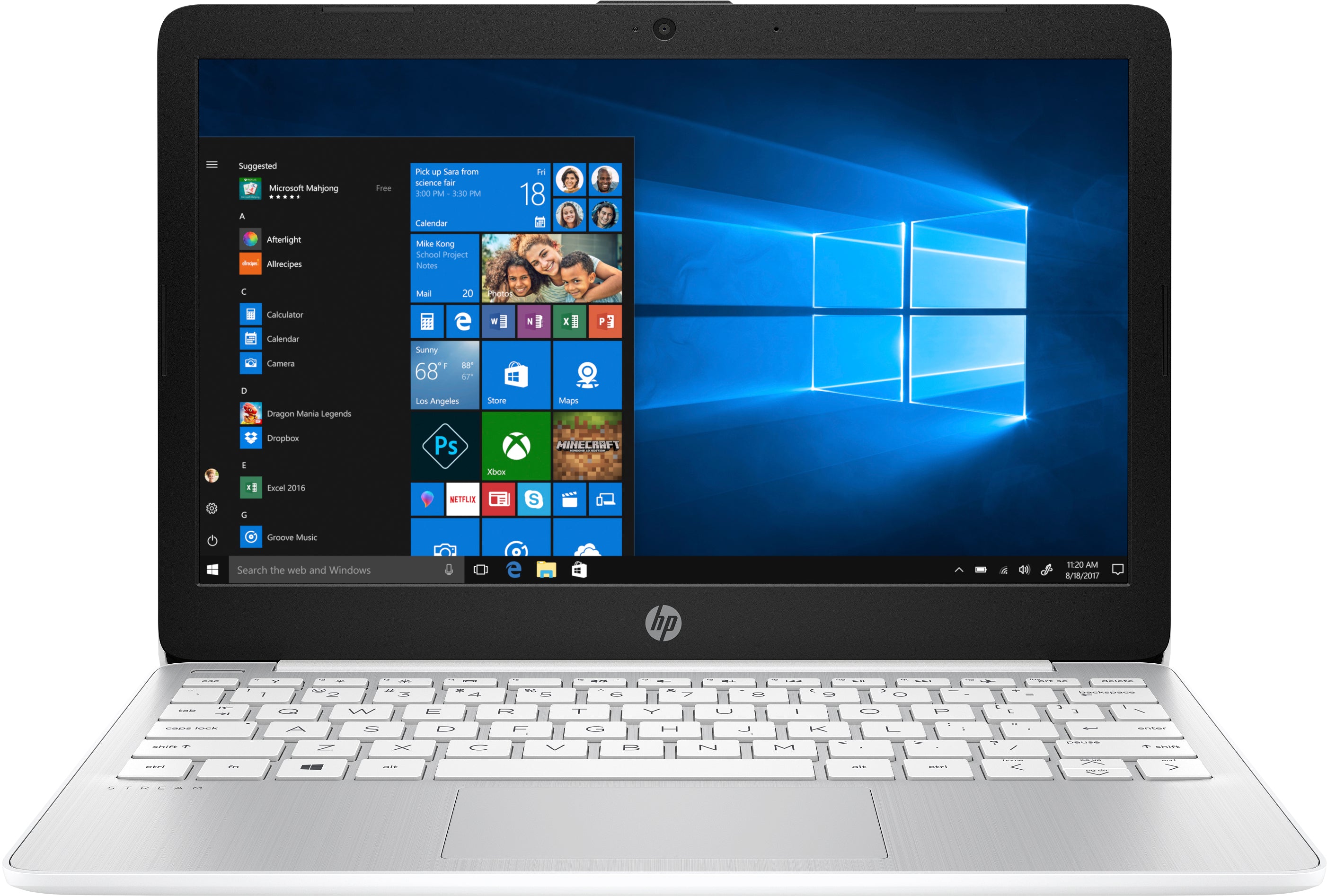 HP Stream 11-ak1020nr 11.6" HD (Non-Touch) Notebook, Intel Atom x5-E8000, 1.04GHz, 4GB RAM, 32GB eMMC, Windows 10 Home in S mode - 6QX58UA#ABA