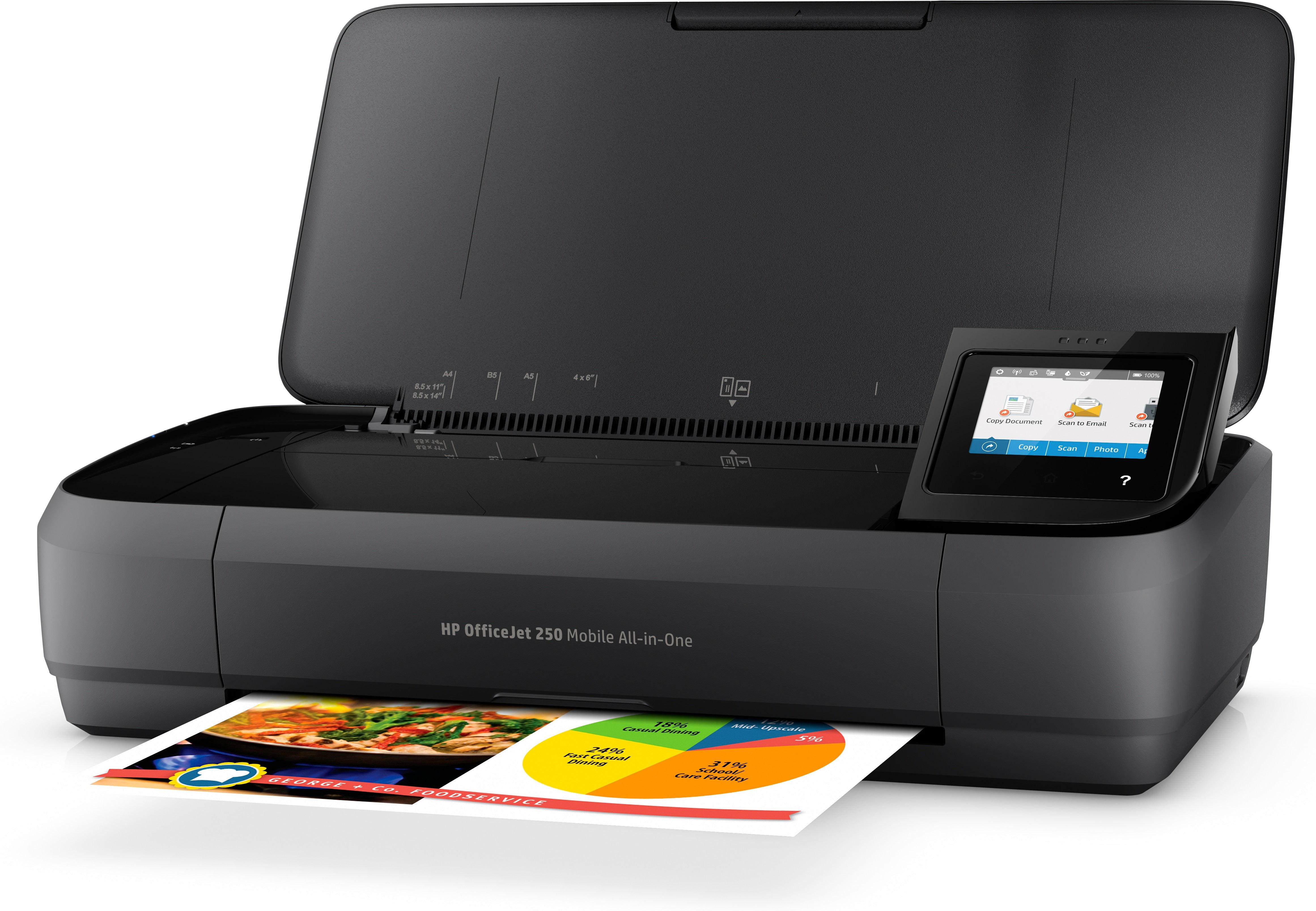 HP OfficeJet 250 Mobile All-in-One Printer, 7/10 ppm, 256MB, USB, WiFi - CZ992A#B1H