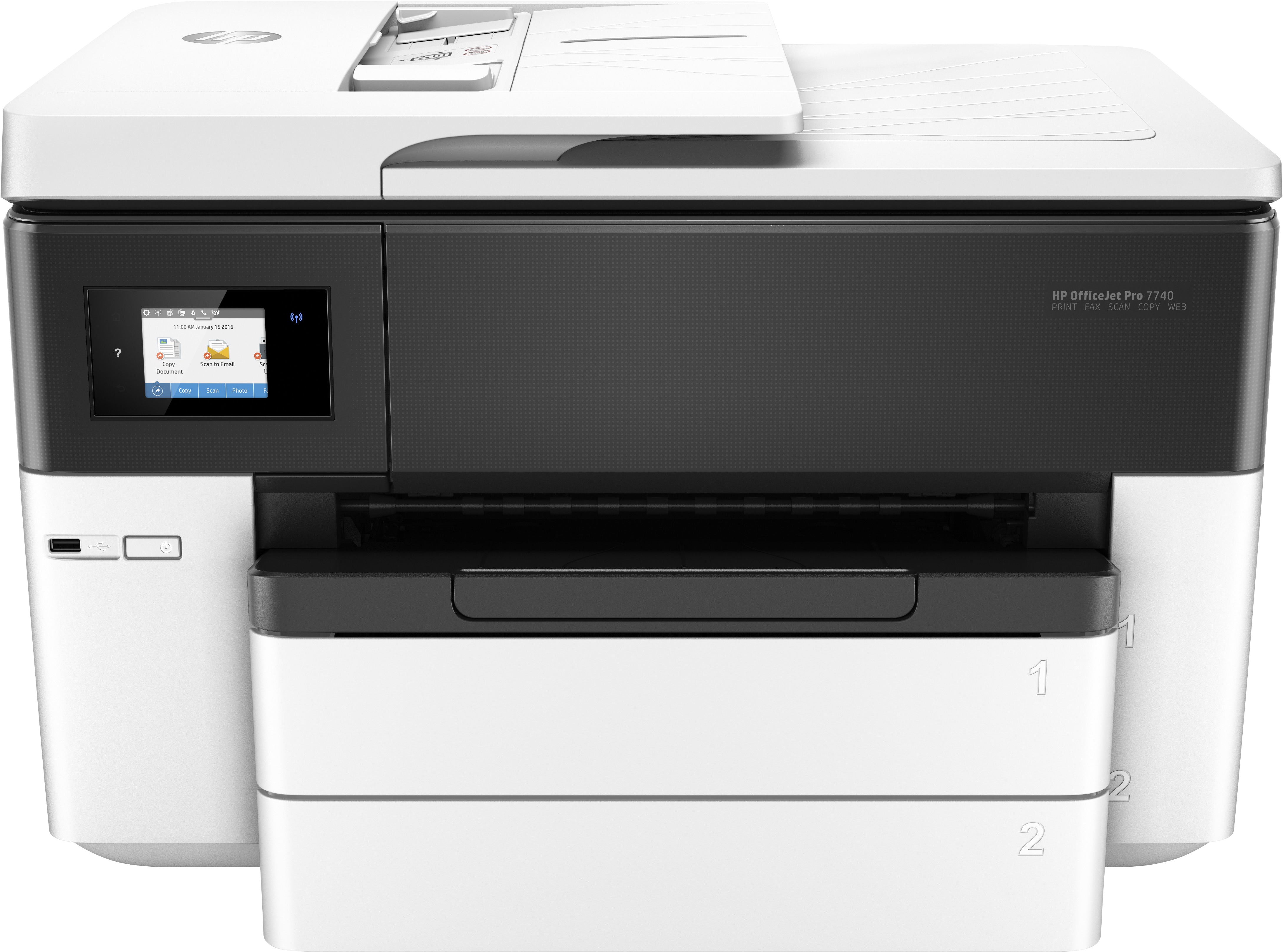 HP OfficeJet Pro 7740 Wide Format All-in-One Color Inkjet Printer, 22/18ppm, 512MB, WiFi, Ethernet, USB - G5J38A#B1H