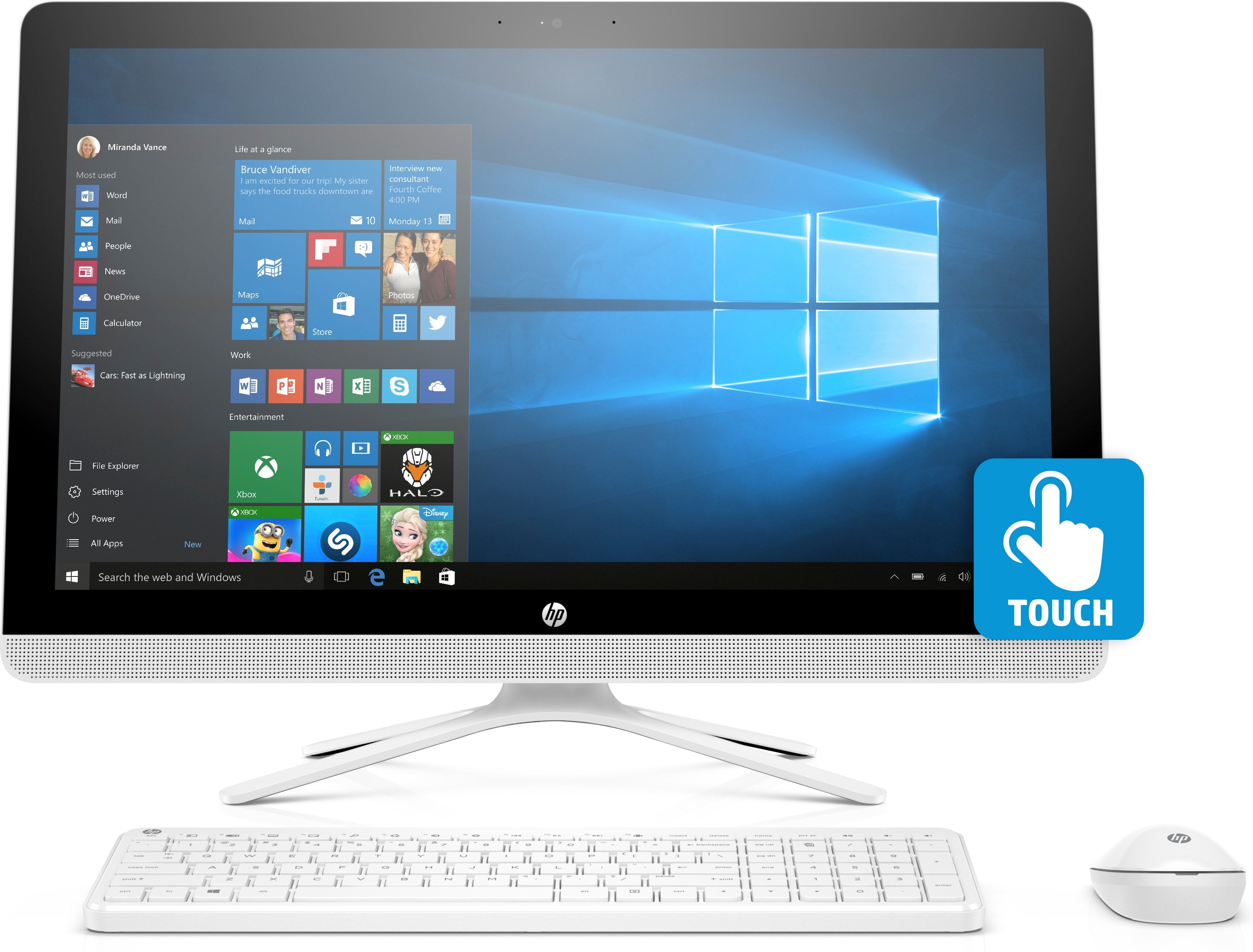 HP 24-e018cy (Touchscreen) All-in-One PC, 23.8" FHD, AMD A9-9400, 2.40GHz, 4GB RAM, 1TB HDD SATA, Windows 10 Home 64-Bit+ Office 365 Personal 1-year- Z5P42AA#ABA (Certified Refurbished)