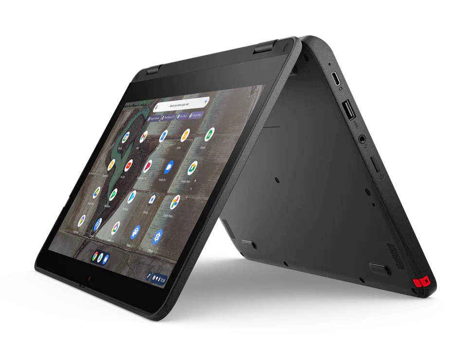 Lenovo 500e Gen-3 11.6" HD Convertible Chromebook, Intel Celeron N5100, 1.10GHz, 8GB RAM, 64GB eMMC, Chrome OS - 82JB000WUS