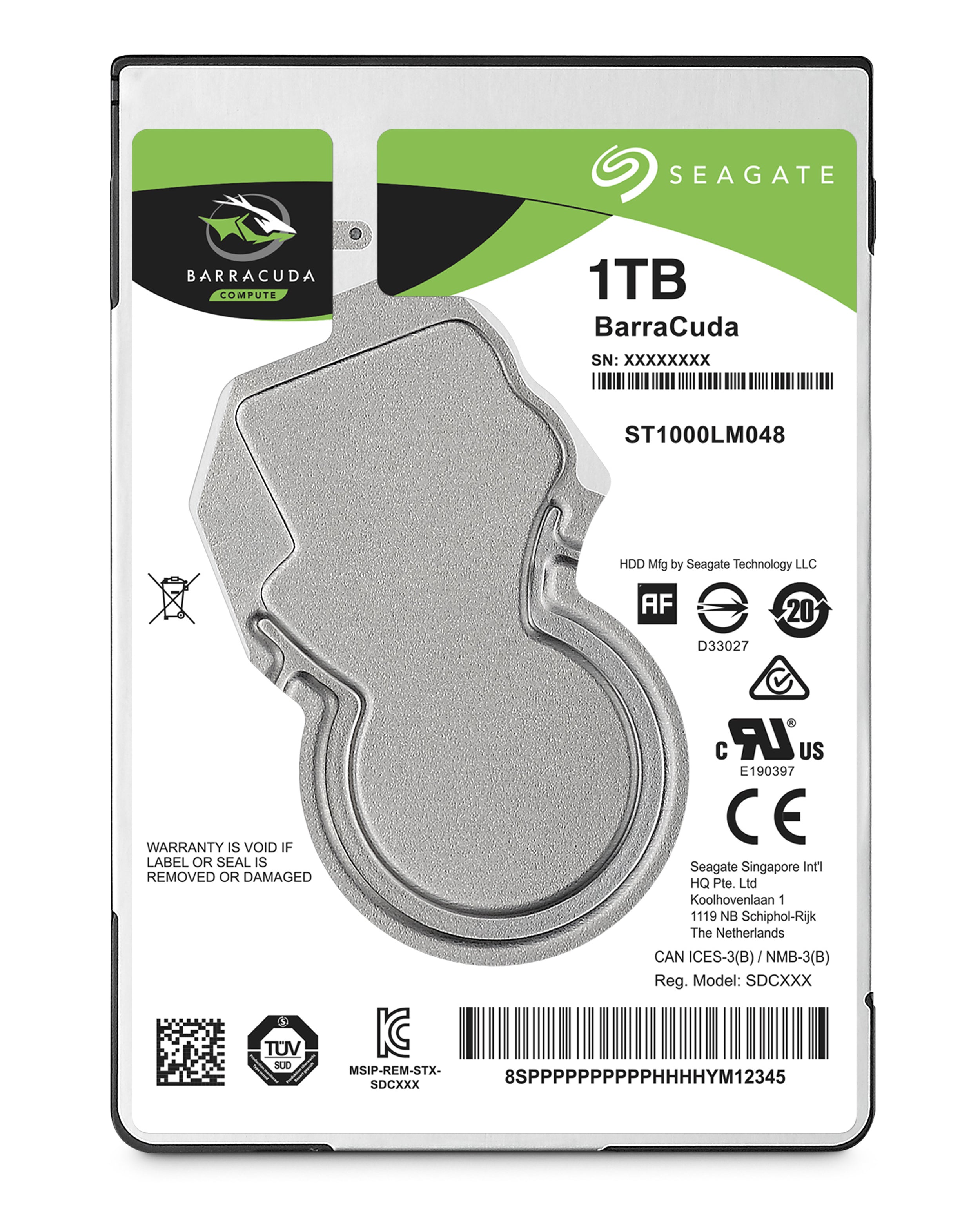 Seagate BarraCuda Hard Drive, 1 TB, 5400 rpm SATA, 2.5" Internal HDD - ST1000LM048