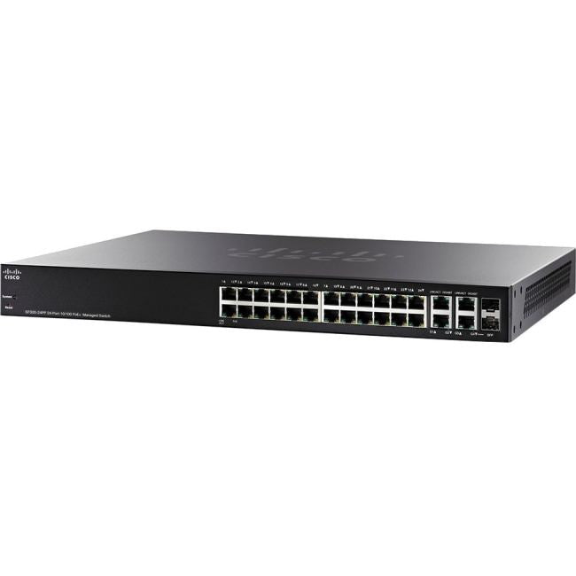 Cisco SF300-24PP 24-Port 10/100 Managed PoE Switch, 24 PoE+ + 4 RJ-45 Ports - SF300-24PP-K9NA-RF (Certified Refurbished)