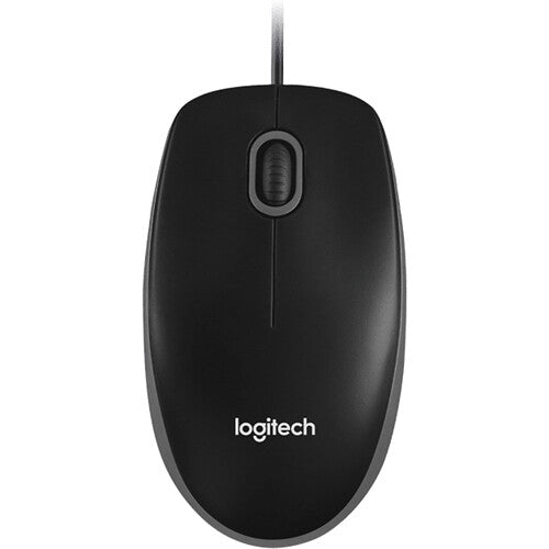 Logitech B100 Optical USB Mouse, 1000 DPI, 3 Buttons, Scroll Wheel, USB-A, Black - 910-001439
