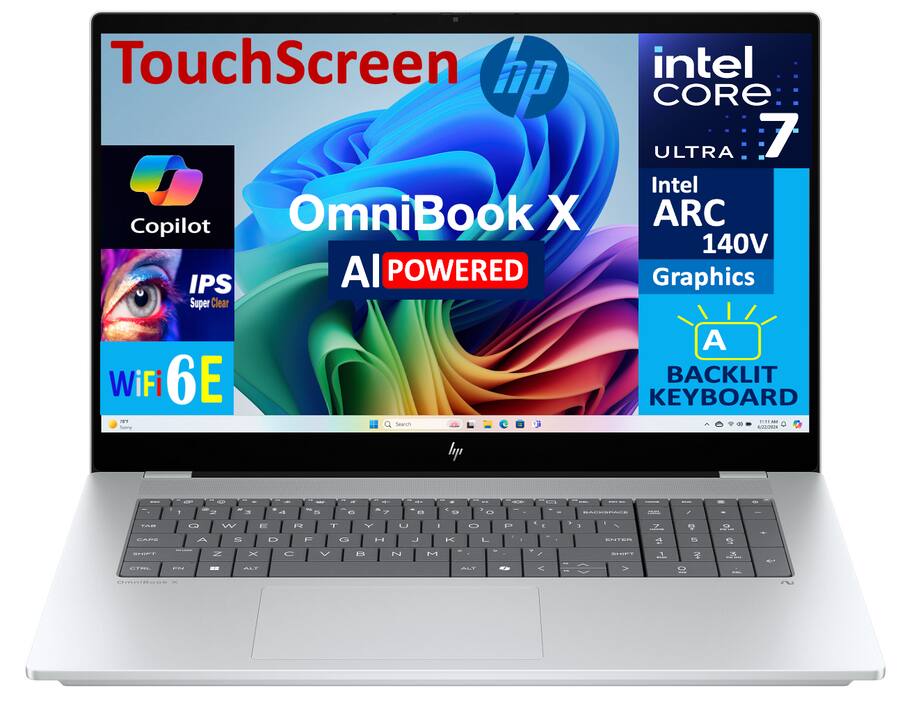 HP OmniBook X 17-dd0013dx 17.3" FHD Laptop, Intel Ultra 7 256V, 16GB RAM, 1TB SSD, Win11H - B5UH5UA#ABA (Certified Refurbished)