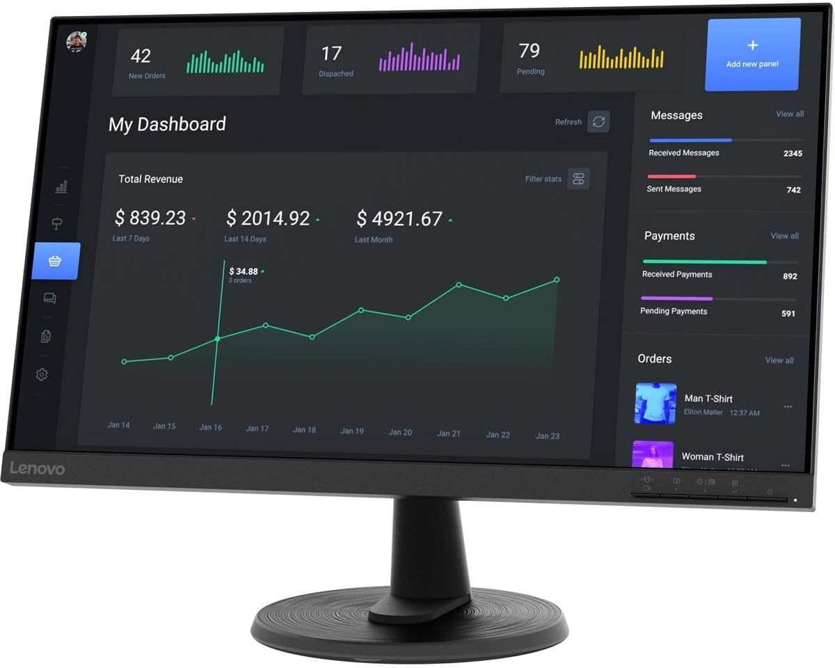 Lenovo D24-40 23.8" FHD Monitor, 7ms, 16:9, 3000:1-Contrast - 67A2KCC6US