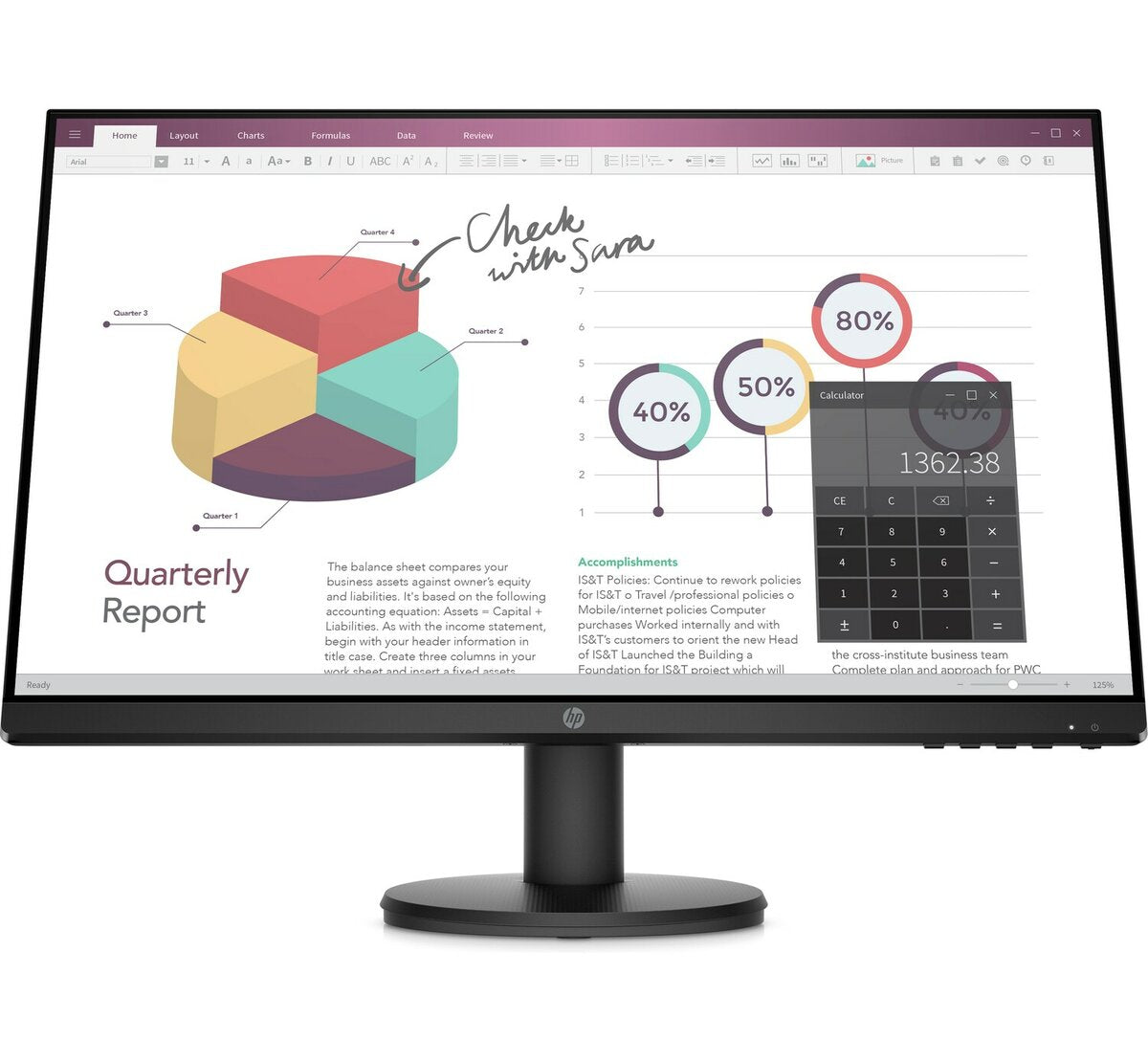HP P24v G4 23.8" FHD IPS Monitor, 16:9, 5ms, 1000:1-Contrast - 9TT78AA#ABA (Certified Refurbished)