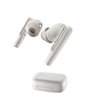 HP Poly Voyager Free 60 UC Earbuds with Basic Charge, Bluetooth, USB-C Adapter, White Sand - 7Y8L4AA