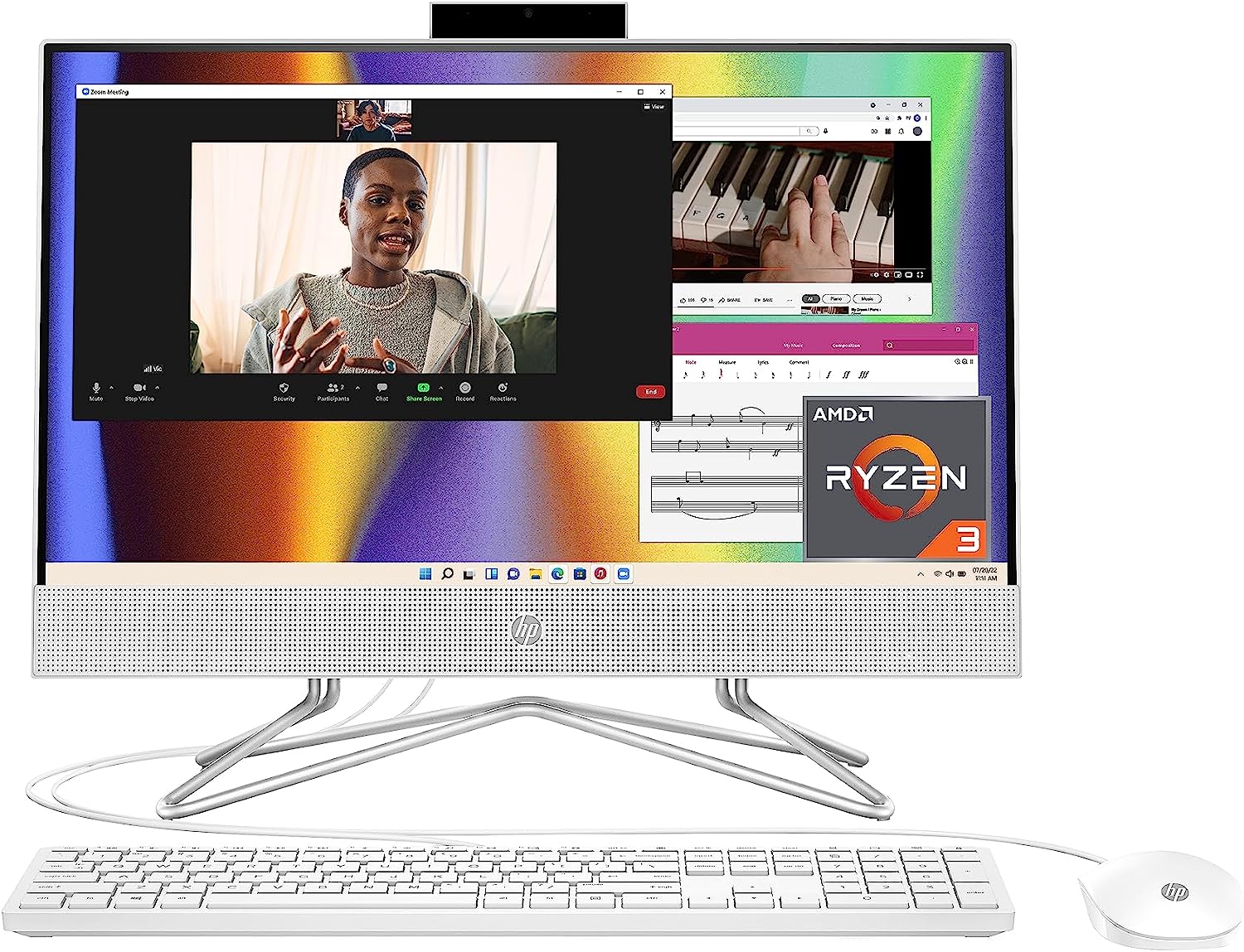 HP 22-dd0032 21.5" FHD All-in-One PC, AMD R3-3250U, 2.60GHz, 8GB RAM, 256GB SSD, Win11H - 1K0K0AA#ABA (Open Box)